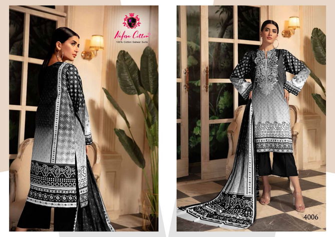 Nafisa Black And White 4 fancy Designer Casual Wear Karachi Cotton Dress Material Collection